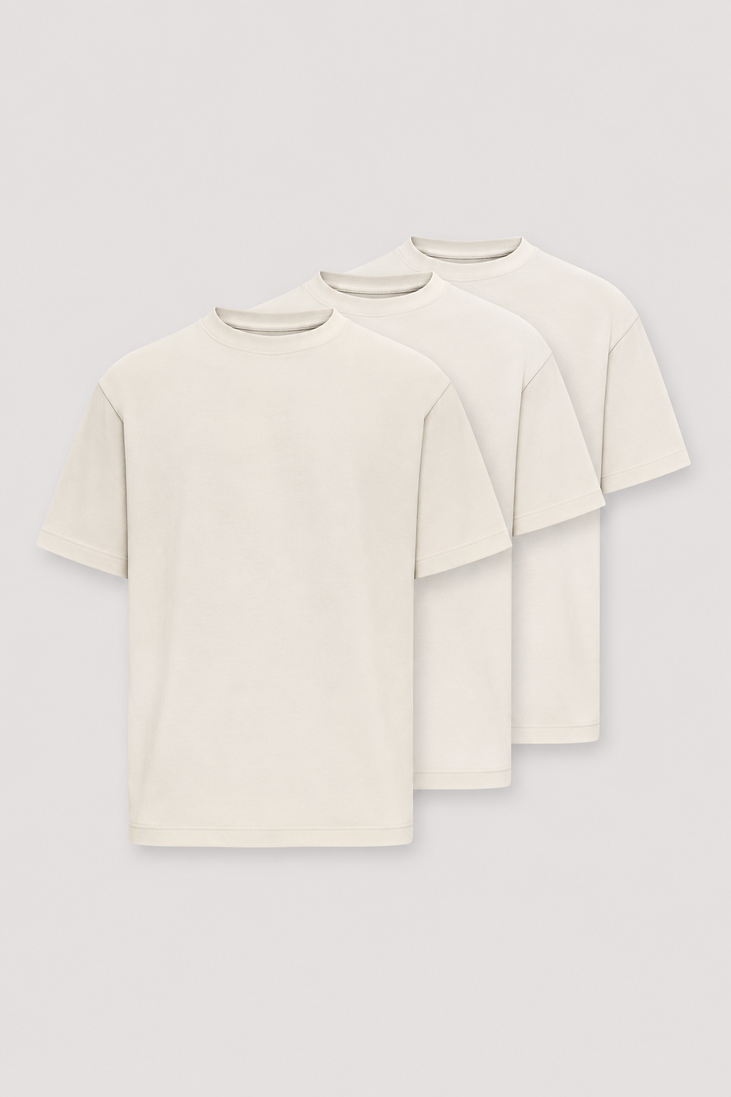 3x Heavy Basic Shirt Set Ivory