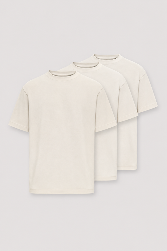 3x Heavy Basic Shirt Set Ivory