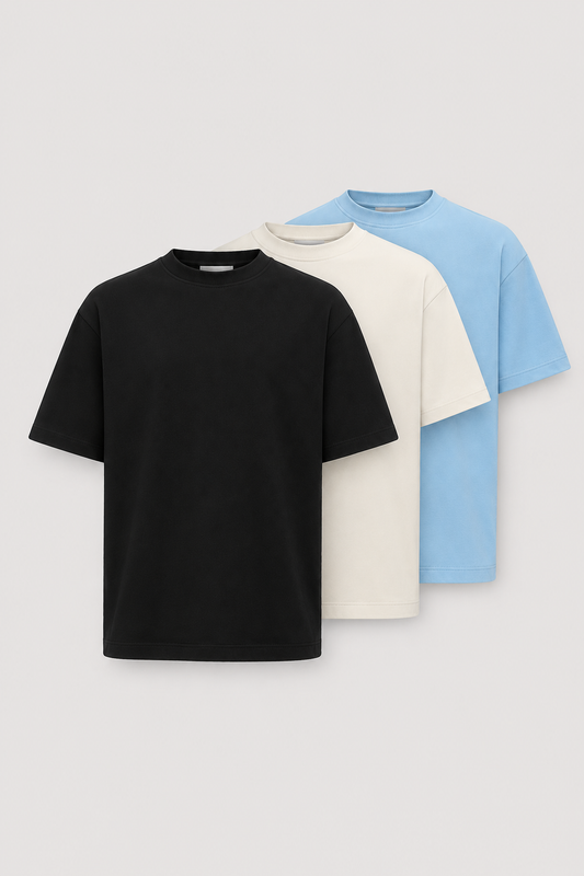 3x Heavy Basic Shirt Set Color Mix