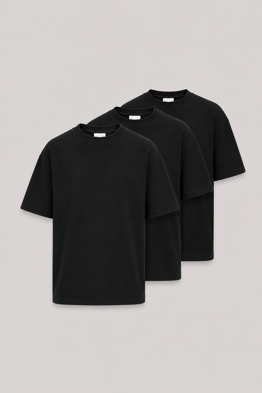 3x Heavy Basic Shirt Set Obsidian